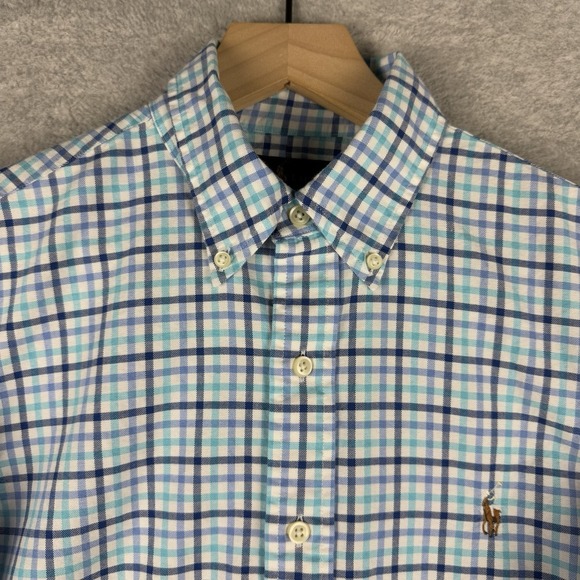 Ralph Lauren Shirt Mens Small Blue Check Flesh Pony Office‎ Beach Party Colorful - Picture 1 of 11